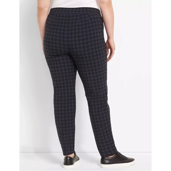Lane Bryant Women’s Sz 26 Black Blue Houndstooth On-the-Go Ankle Pants NEW - Picture 4 of 10